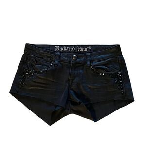 Buckaroo Black Short Mid-Rise Studs Embalished Jeans Sz 24